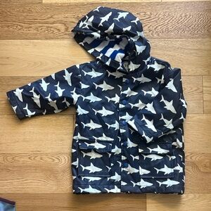 Hatley Navy Blue & White Shark Print Raincoat